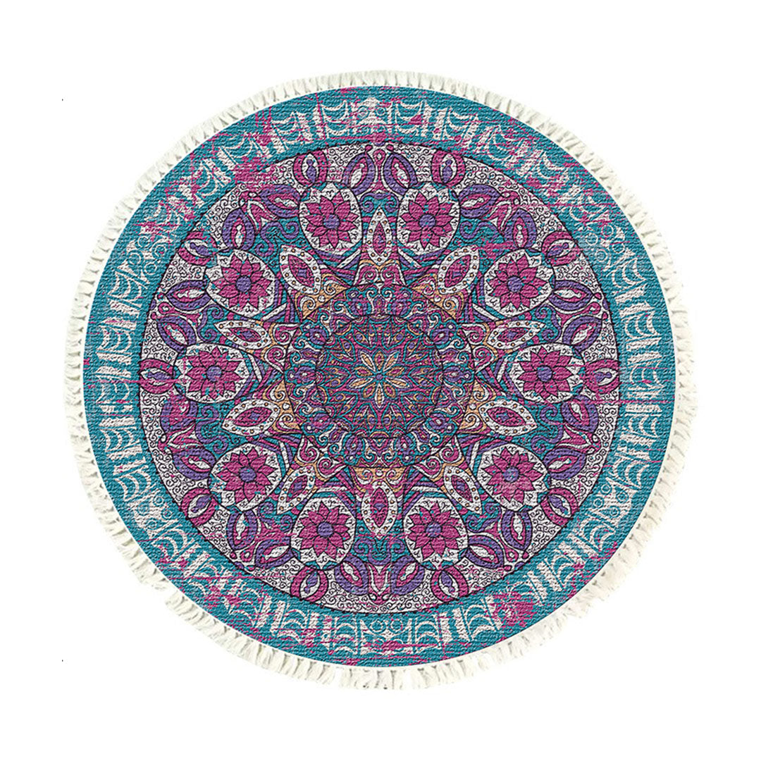 SOGA 120cm Mandala Area Rug for Living Room Lounge Bedroom Anti-slip Home Decor