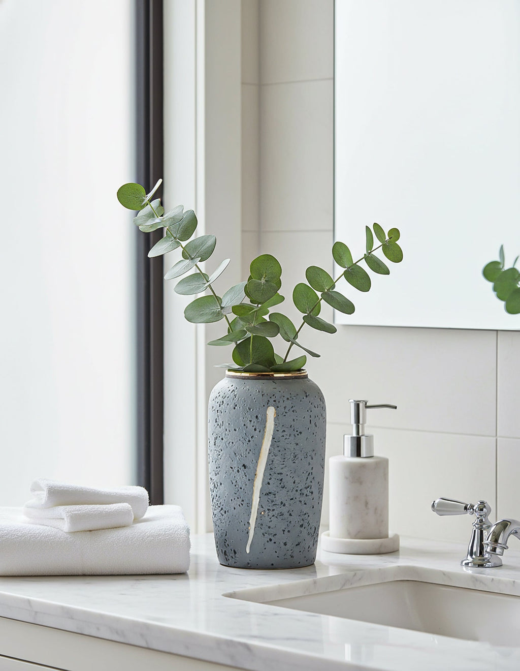 SOGA 30x19cm Grey Medium Ceramic Flower Vase Elegant Living Room Home Decor