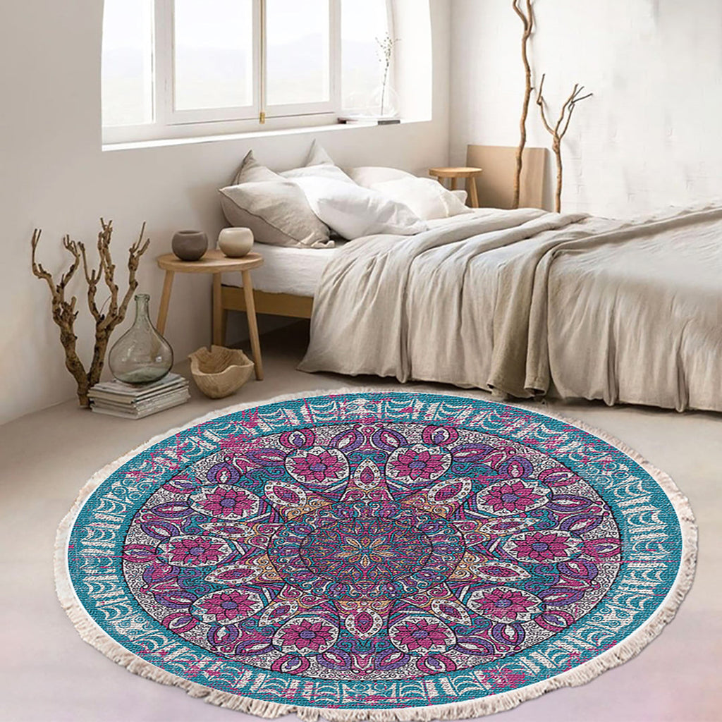 SOGA 120cm Mandala Area Rug for Living Room Lounge Bedroom Anti-slip Home Decor