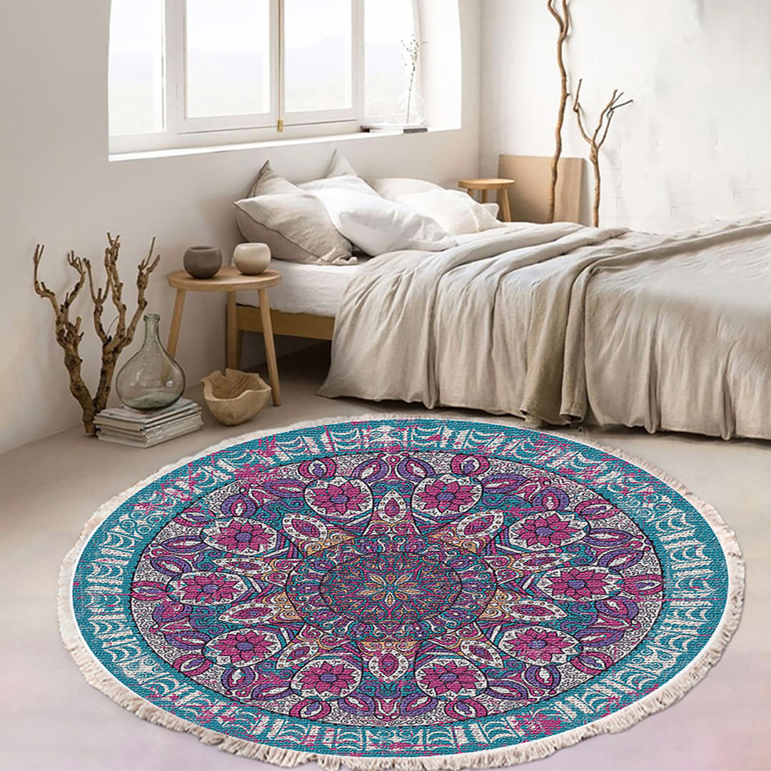 SOGA 120cm Mandala Area Rug for Living Room Lounge Bedroom Anti-slip Home Decor