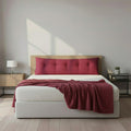 SOGA Home & Living Bundle – Rose Red Triangular Wedge Pillow & Burgundy Striped Flannel Throw