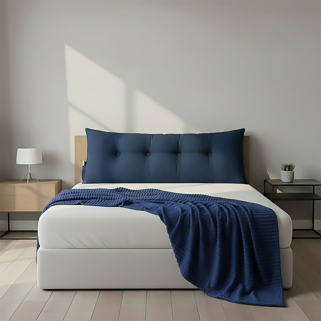 SOGA Home & Living Bundle – Blue Triangular Wedge Pillow & Blue Striped Flannel Throw