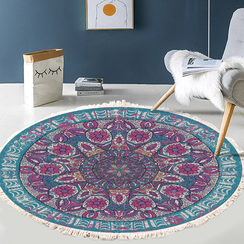 SOGA 120cm Mandala Area Rug for Living Room Lounge Bedroom Anti-slip Home Decor