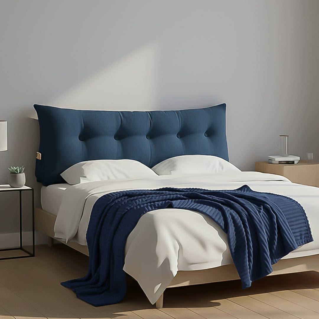 SOGA Home & Living Bundle – Blue Triangular Wedge Pillow & Blue Striped Flannel Throw