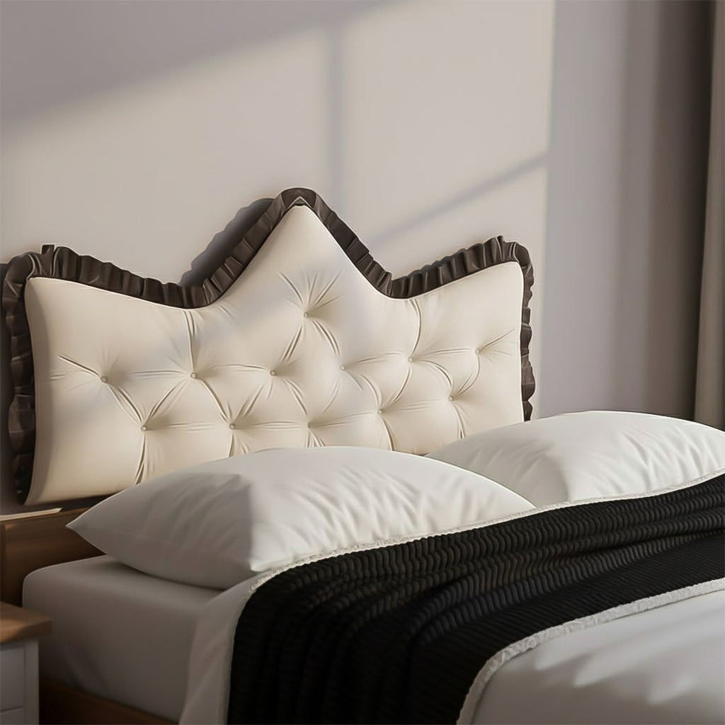 SOGA Home & Living Bundle – Cream Tufted Crown Pillow & Black Cozy Flannel Throw Blanket