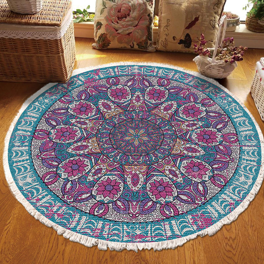 SOGA 120cm Mandala Area Rug for Living Room Lounge Bedroom Anti-slip Home Decor