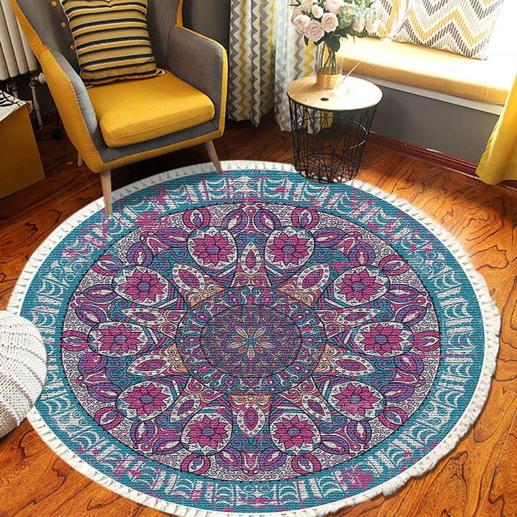 SOGA 120cm Mandala Area Rug for Living Room Lounge Bedroom Anti-slip Home Decor