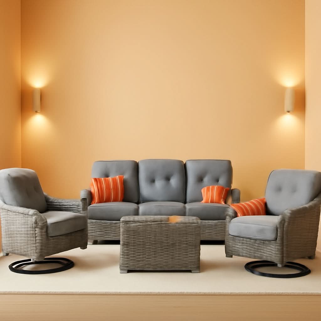 5-Piece Outdoor Patio Set With Swivel Chairs All-Weather