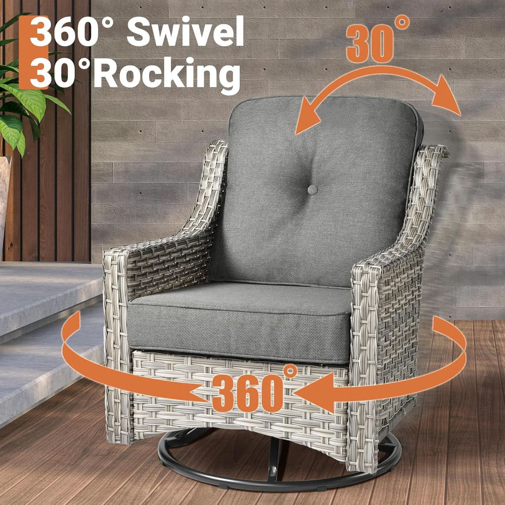 5-Piece Outdoor Patio Set With Swivel Chairs All-Weather