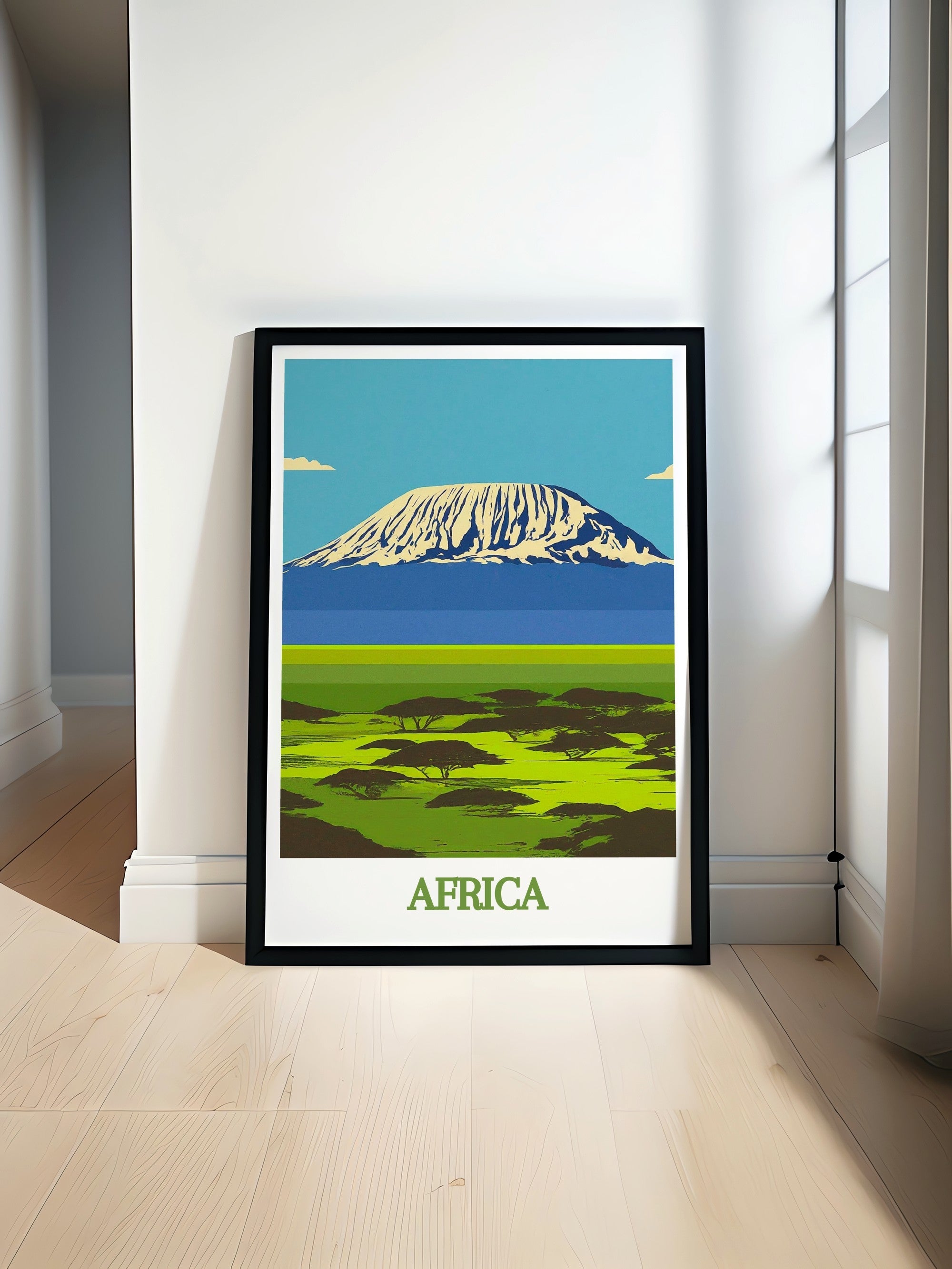 Africa Framed Prints - Mount Kilimanjaro Ideal Home Decor - Africa Vintage Living Room Decor