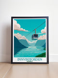 Innvikfjorden Fine Line Art Loen Skylift Elegant Home Decor Norway Stunning Living Room Decor