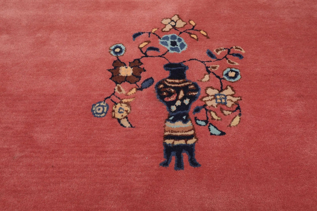 LoomBloom Multi Sizes Bubblegum Pink Hand Tufted Floral Vase Chinese Art Deco New Zealand Wool Oriental Area Rug