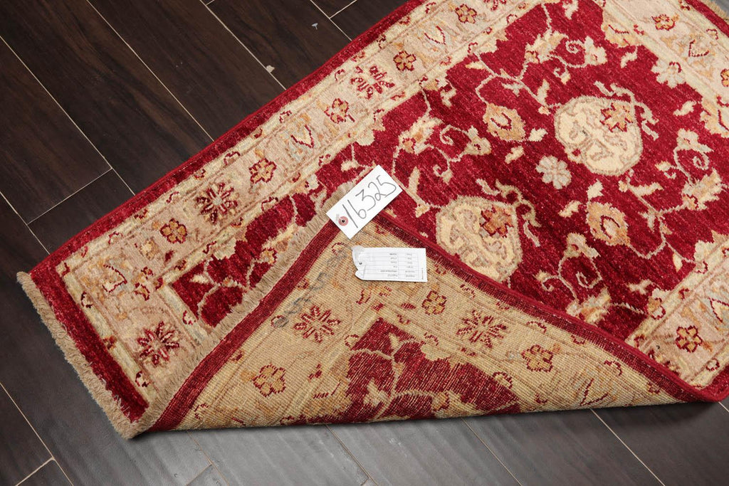 Chobi Peshawar Hand-Knotted 100% Wool Traditional Area Rug Wine, Taupe 2'7" x 4'