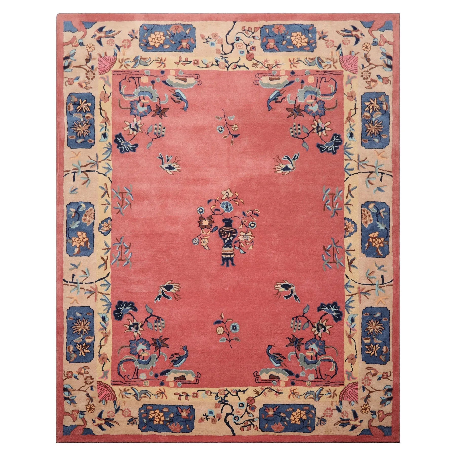 LoomBloom  Multi Sizes  Bubblegum Pink Hand Tufted Floral Vase Chinese Art Deco New Zealand Wool Oriental Area Rug