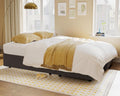 Grey Boucle Upholstered Convertible Sofa Bed with Storage