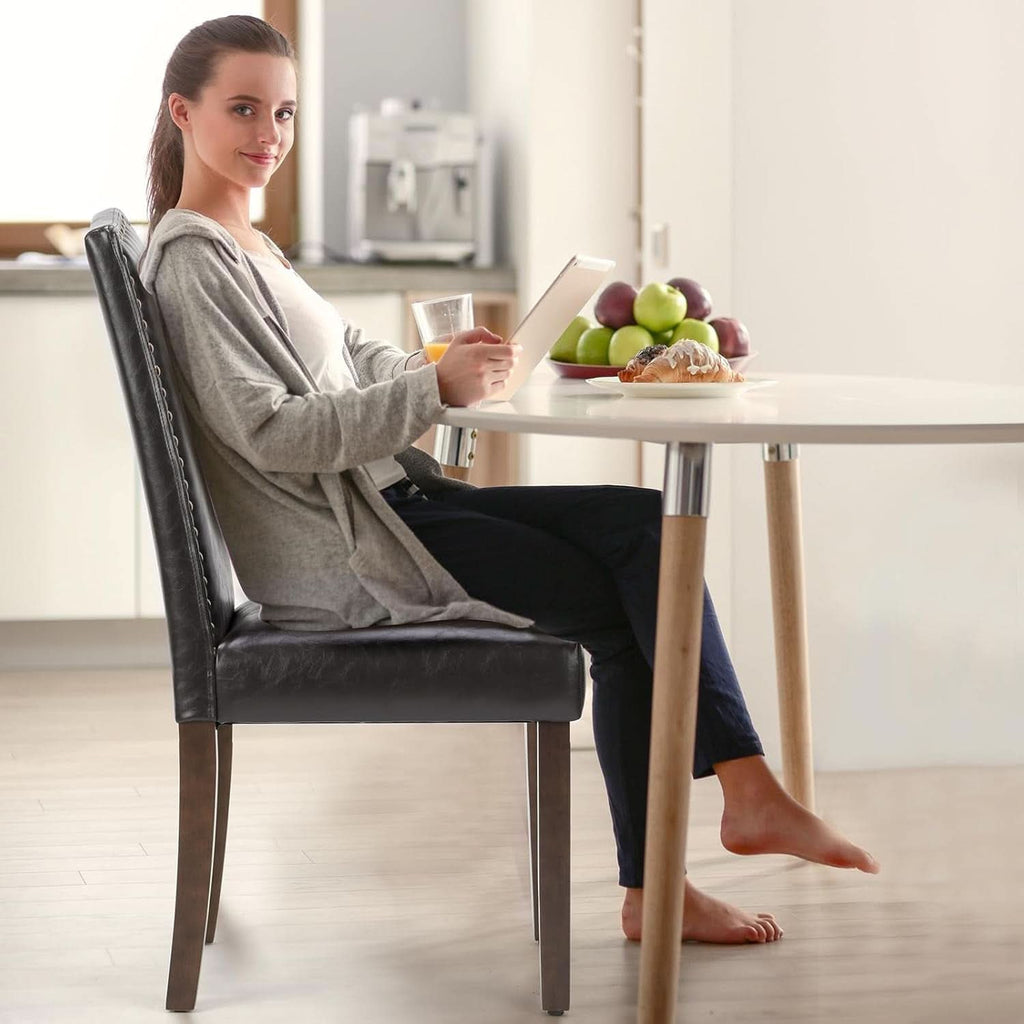 Six-Piece Dark Brown Dining Chairs Living Room Set