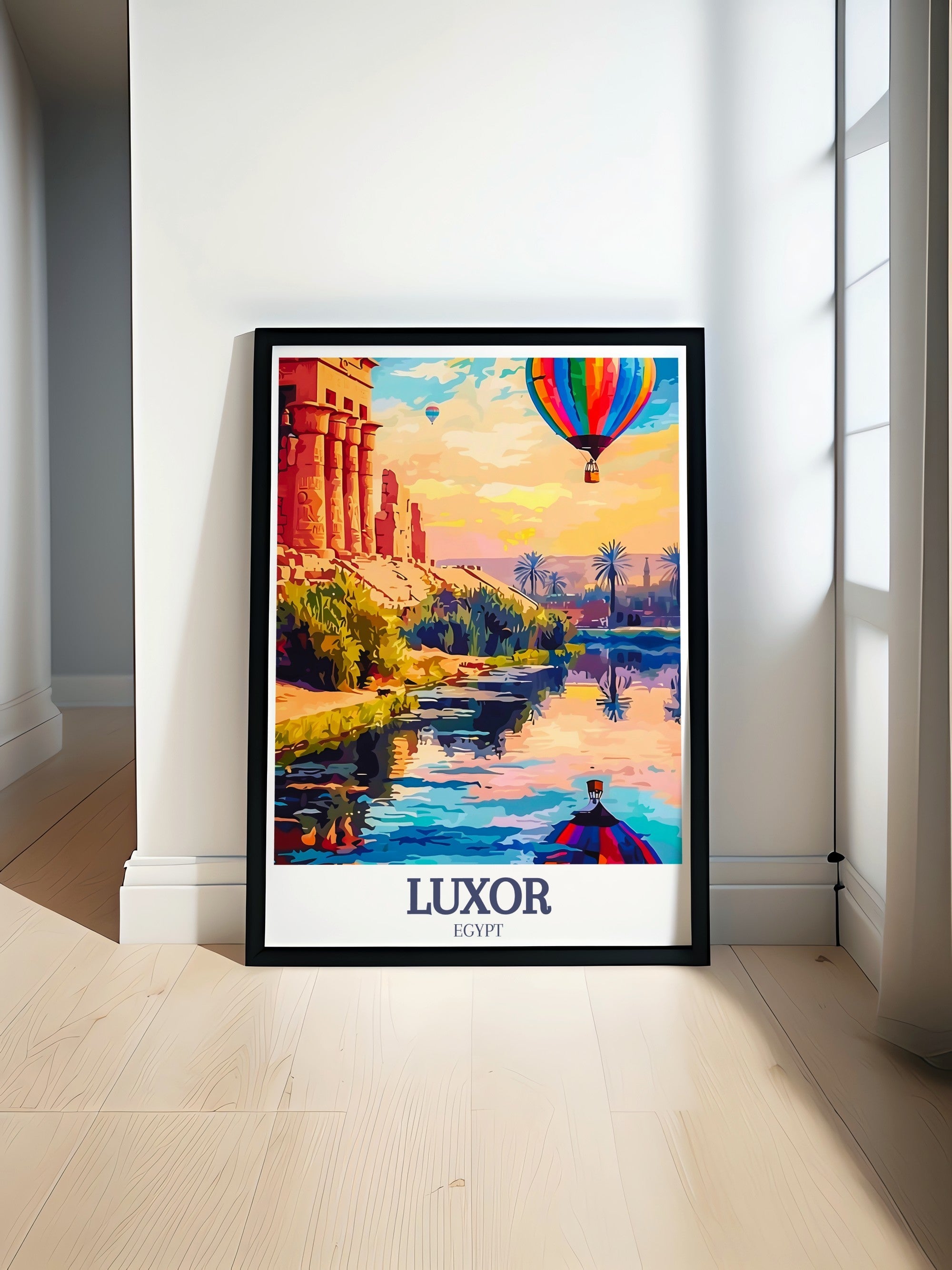 Luxor  Framed Prints - Luxor Temple and Nile River  Home Decor - Egypt  Living Room Decor