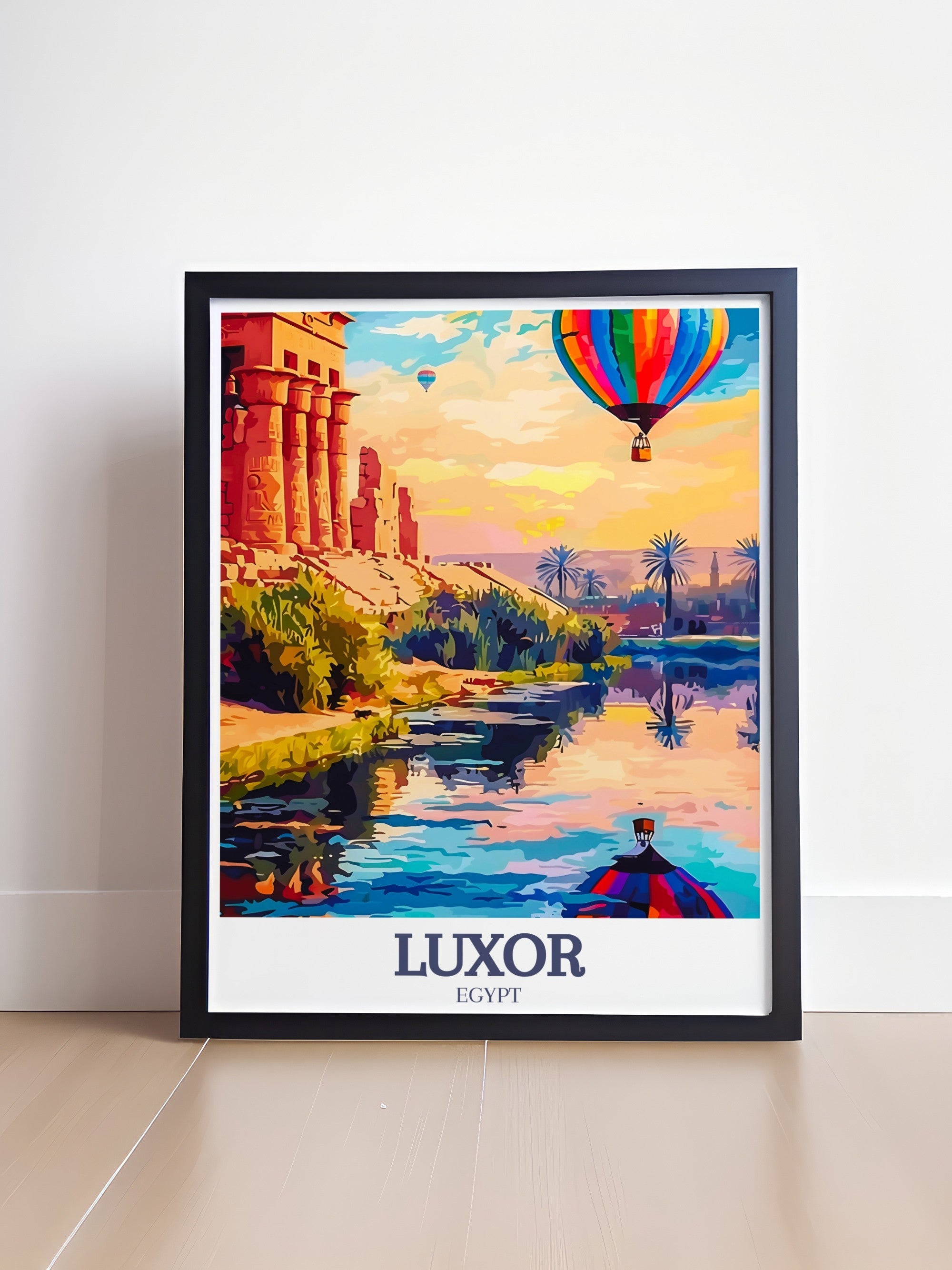 Luxor  Framed Prints - Luxor Temple and Nile River  Home Decor - Egypt  Living Room Decor