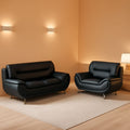 Leder Sofa und Loveseat Set für Wohnzimmer Schwarze Ledermöbel