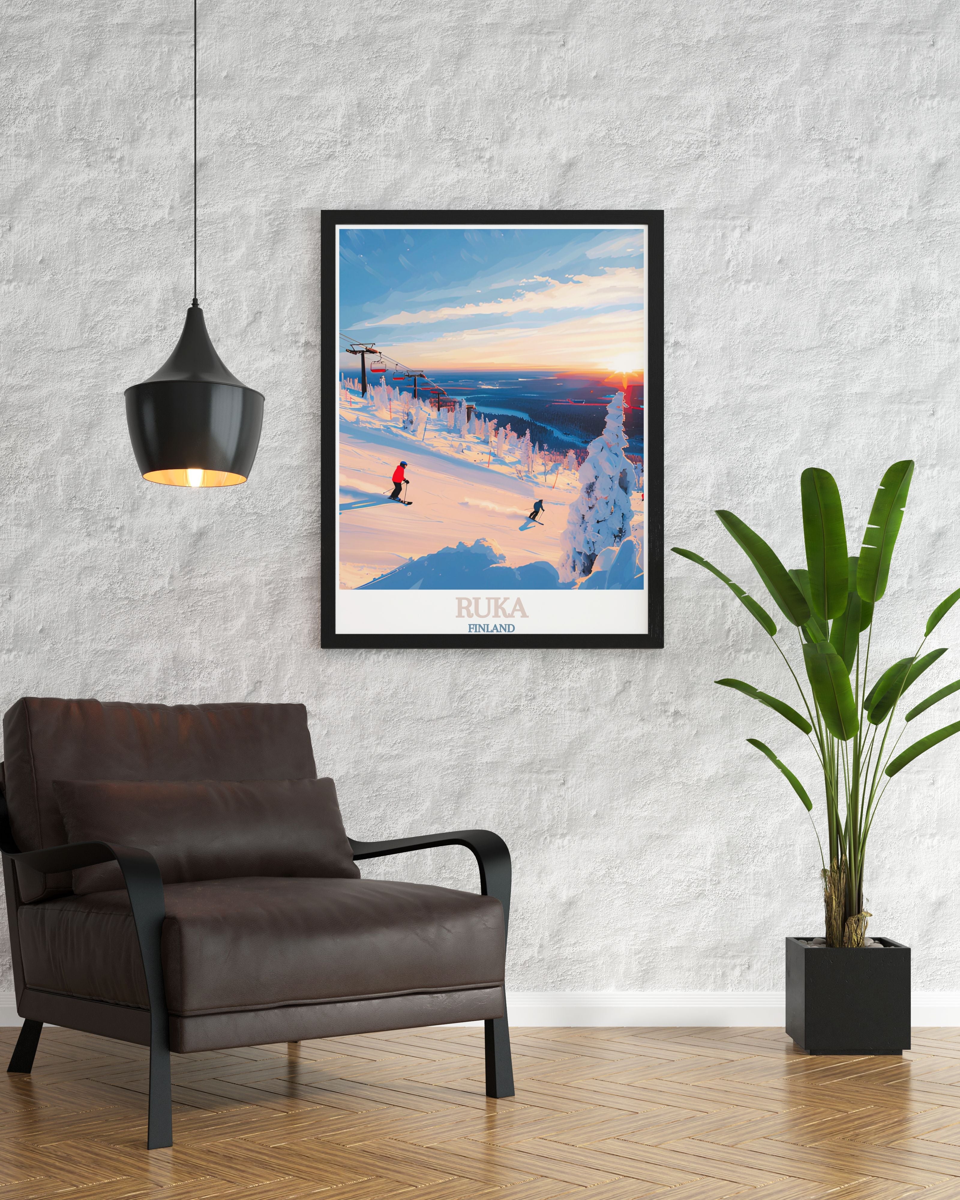 Ruka Finland Ski  Art - Ruka Ski Slopes  Home Decor - Finland  Living Room Decor