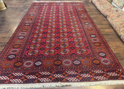 Antique Persian Turkmen Bokhara Rug 7x11, Tribal Rug, Red