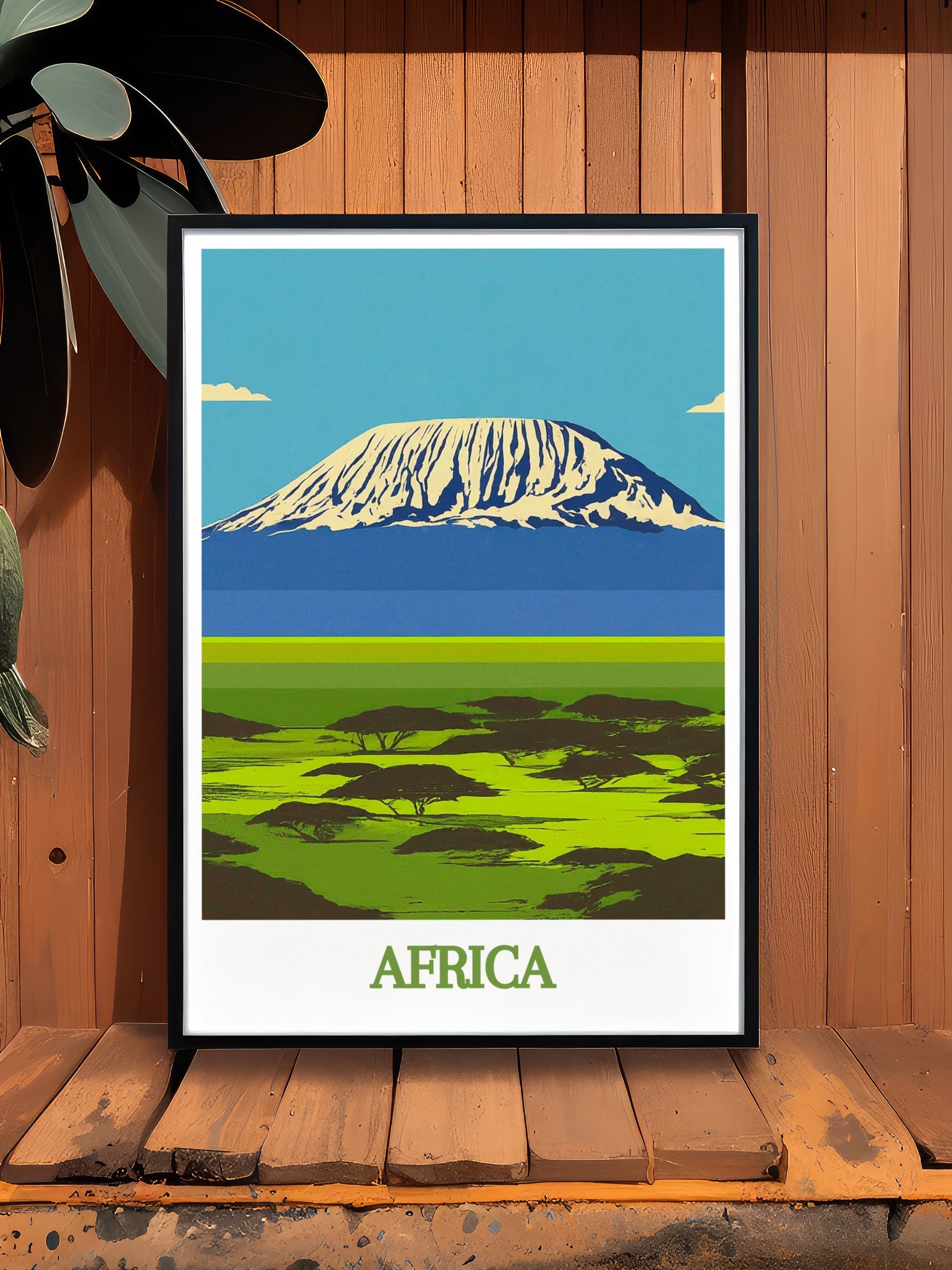 Africa Framed Prints - Mount Kilimanjaro Ideal Home Decor - Africa Vintage Living Room Decor