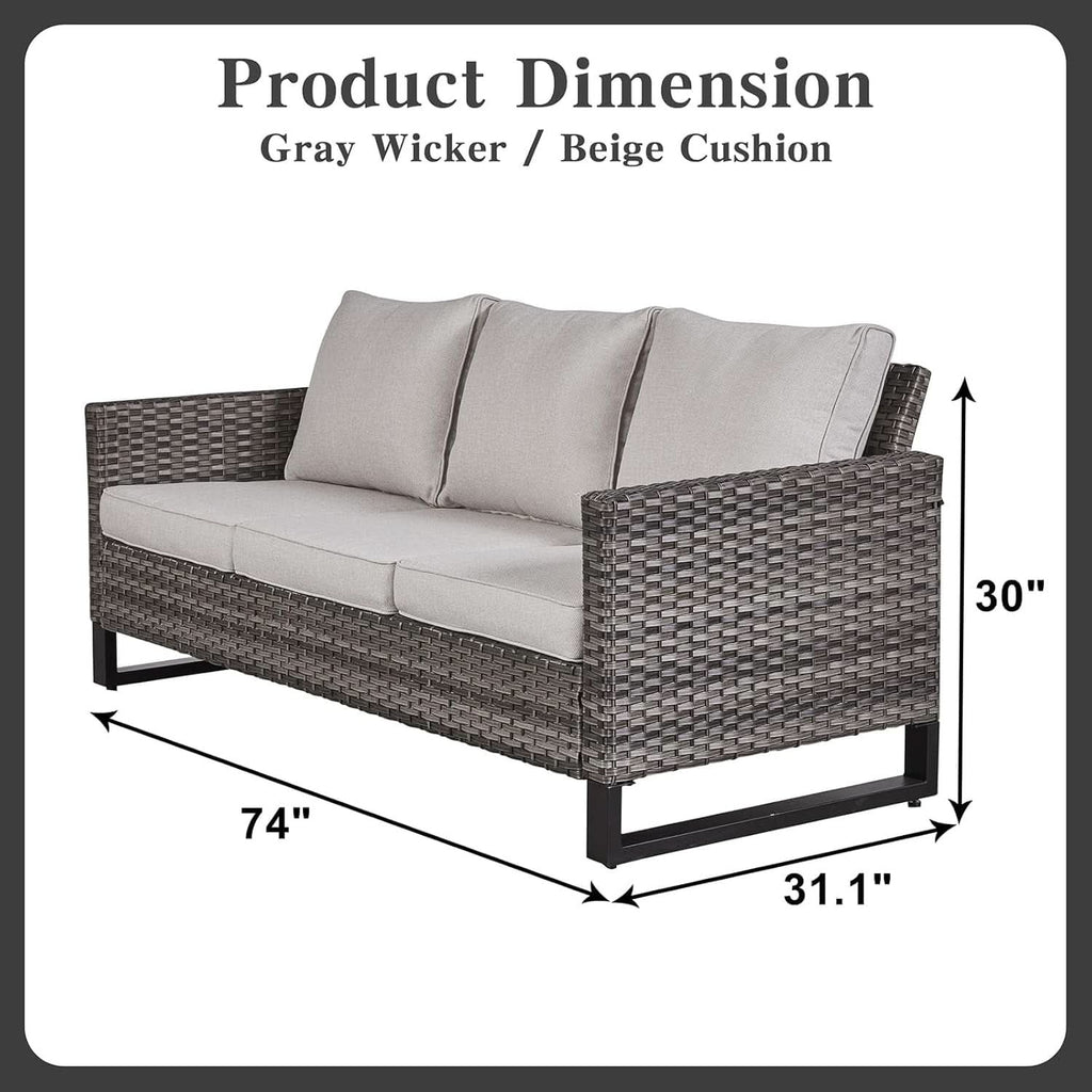 Oversized Outdoor Wicker Patio Sofa Set With Swivel Chairs