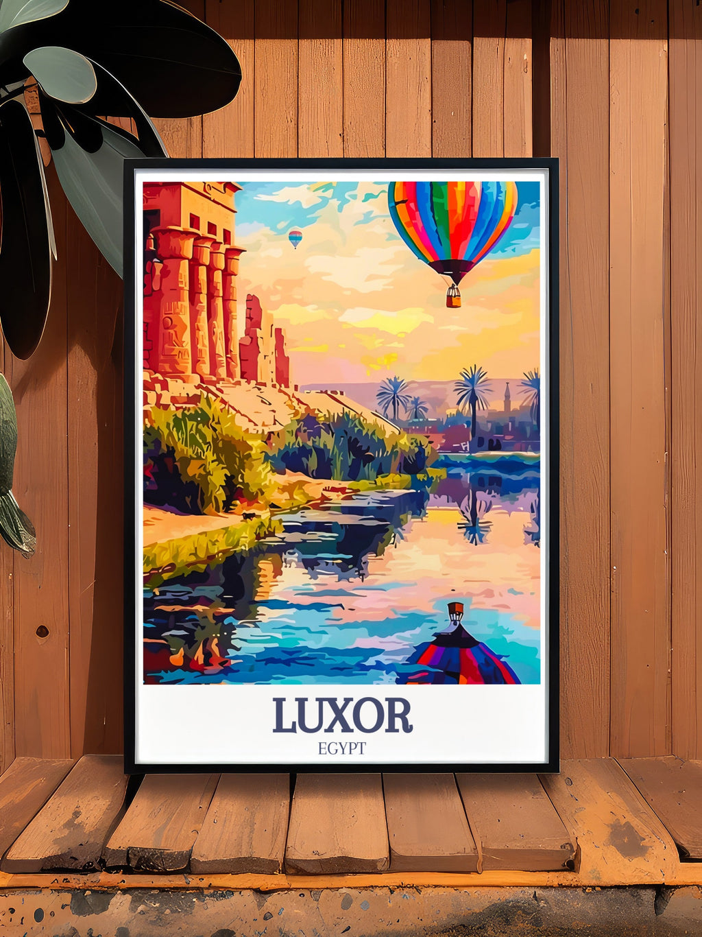 Luxor  Framed Prints - Luxor Temple and Nile River  Home Decor - Egypt  Living Room Decor