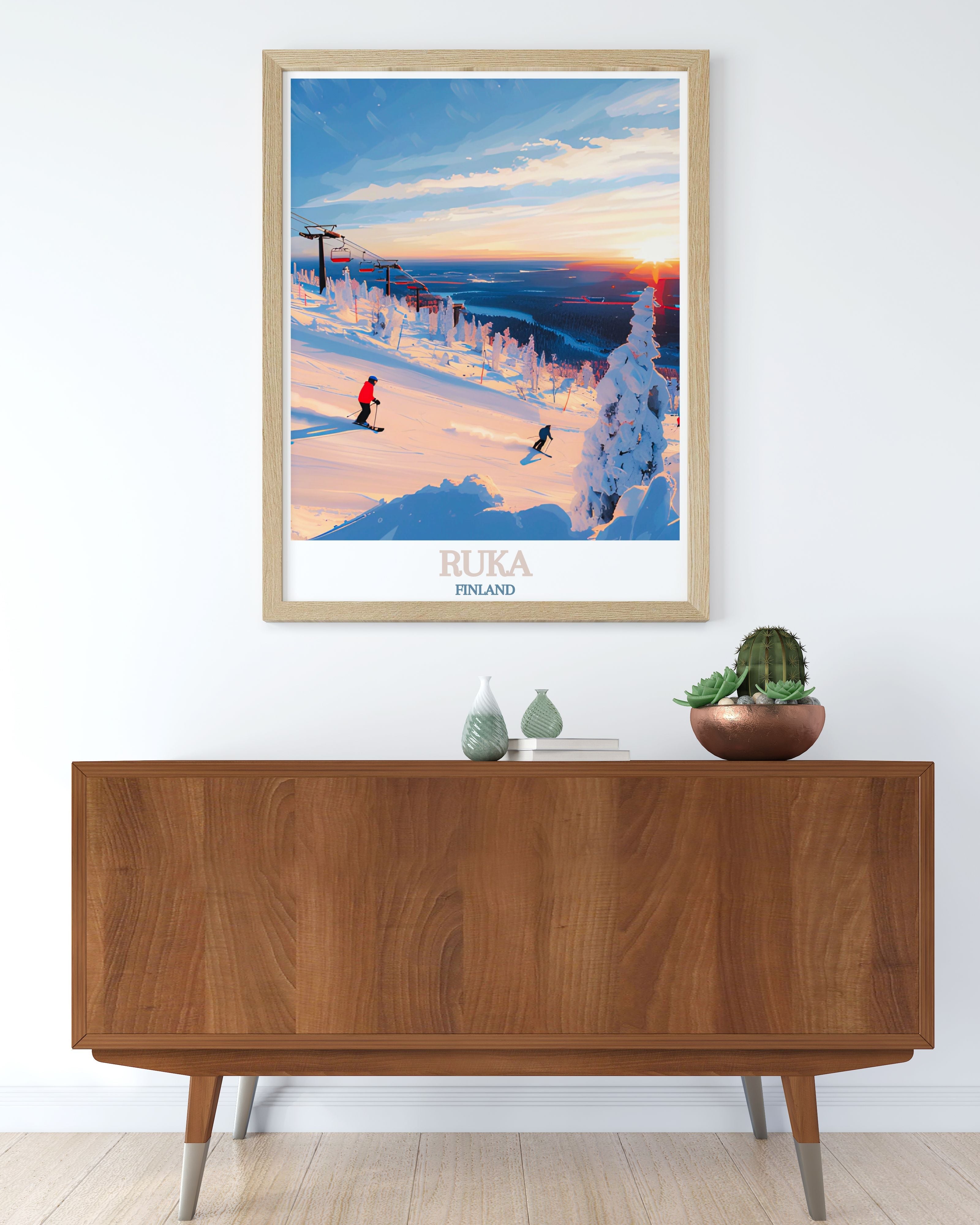 Ruka Finland Ski  Art - Ruka Ski Slopes  Home Decor - Finland  Living Room Decor