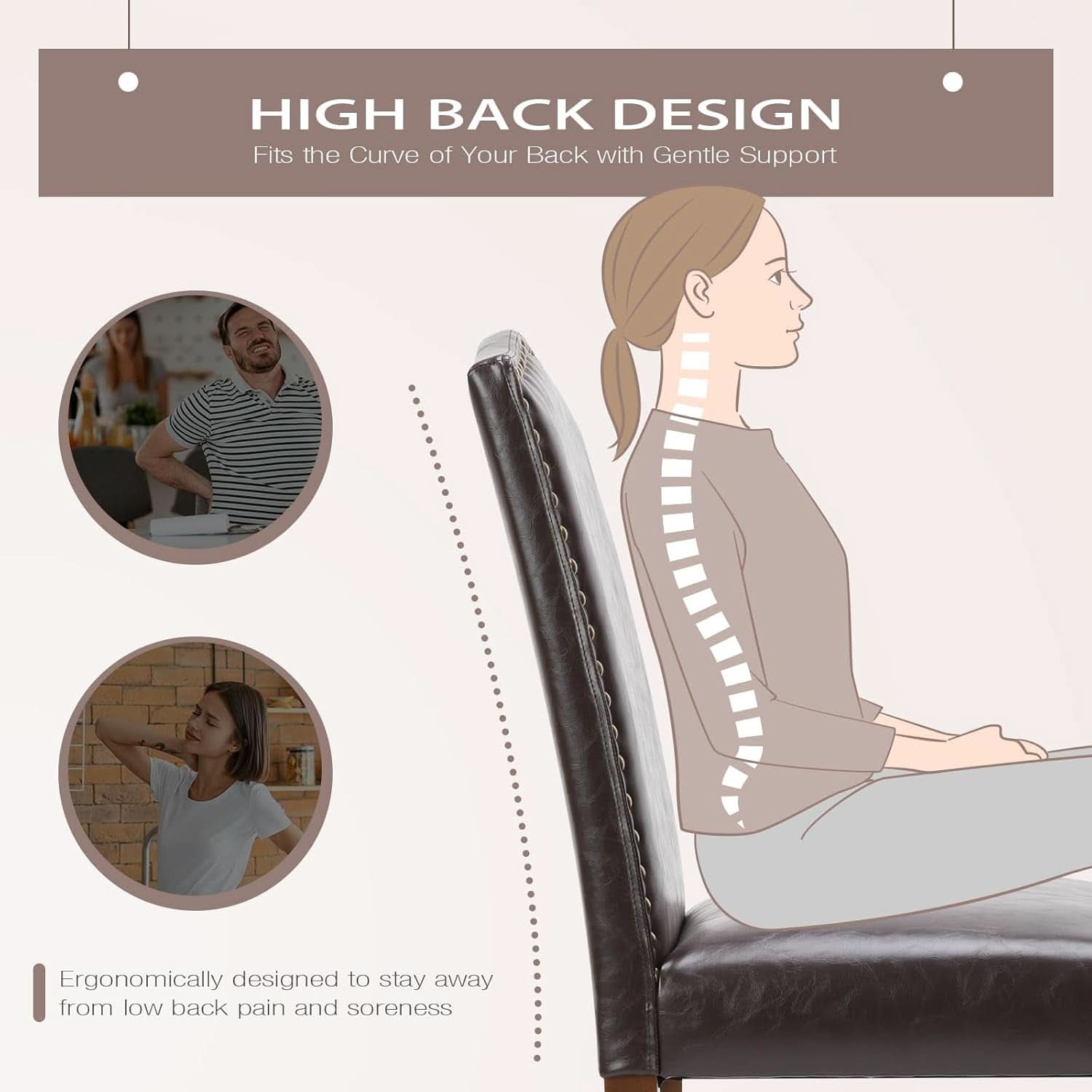 Six-Piece Dark Brown Dining Chairs Living Room Set