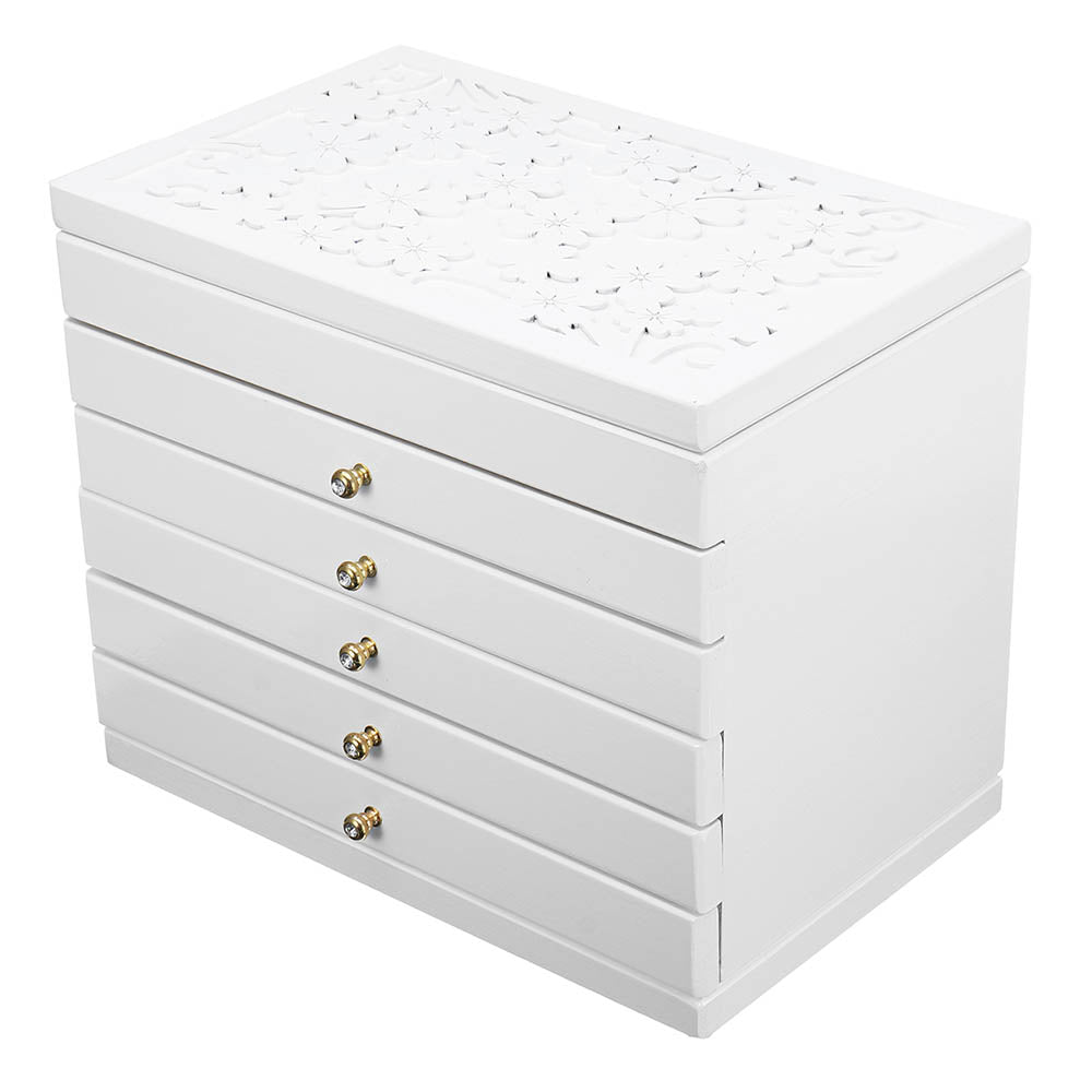 Jewelry box with 6 compartments, white