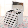 Jewelry box with 6 compartments, white