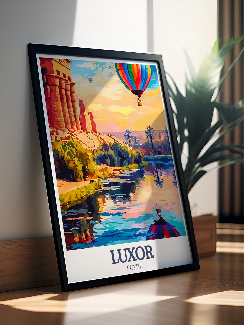Luxor  Framed Prints - Luxor Temple and Nile River  Home Decor - Egypt  Living Room Decor