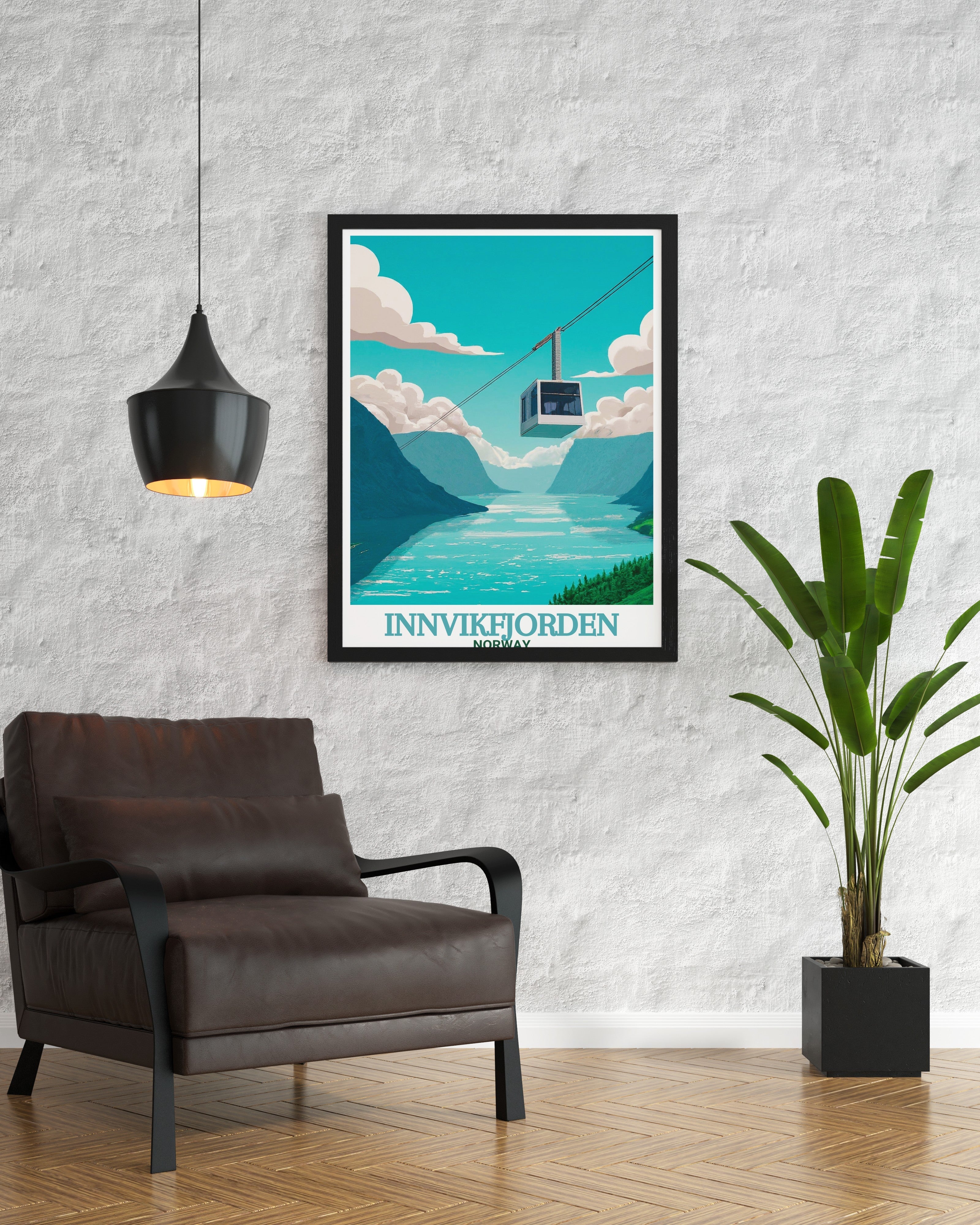 Innvikfjorden Fine Line Art Loen Skylift Elegant Home Decor Norway Stunning Living Room Decor
