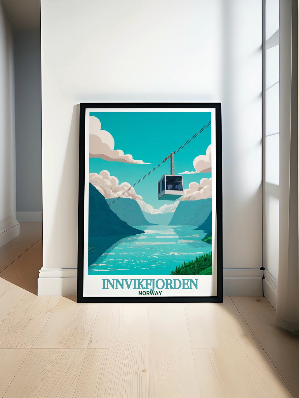 Innvikfjorden Fine Line Art Loen Skylift Elegant Home Decor Norway Stunning Living Room Decor