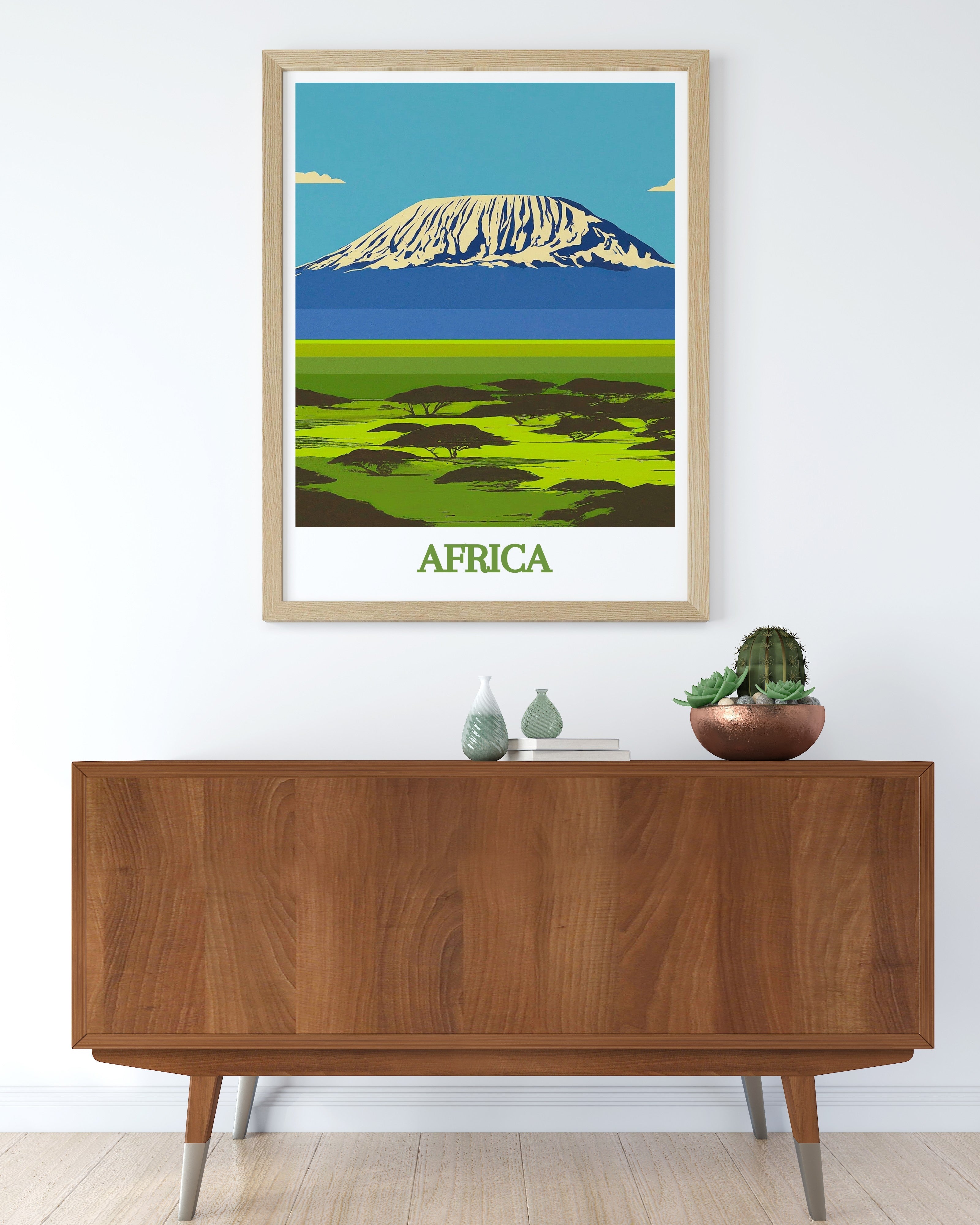 Africa Framed Prints - Mount Kilimanjaro Ideal Home Decor - Africa Vintage Living Room Decor