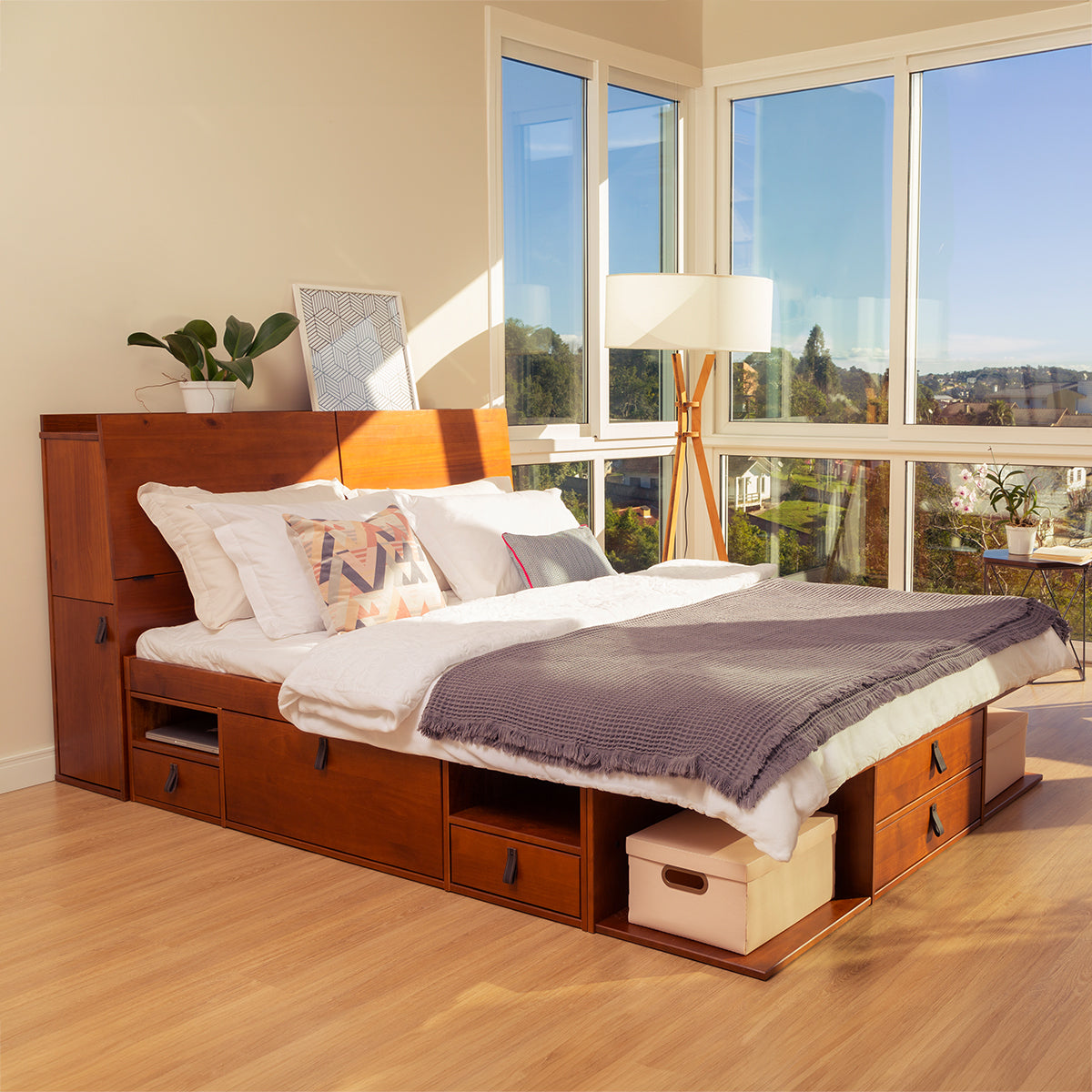 Funktionsbett Bali 150x200 cm - Bett mit Bettkasten und viel Stauraum - Inkl. Lattenrost
