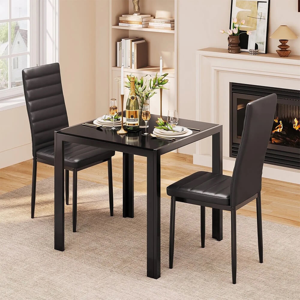 Dining set for 2 people with glass table