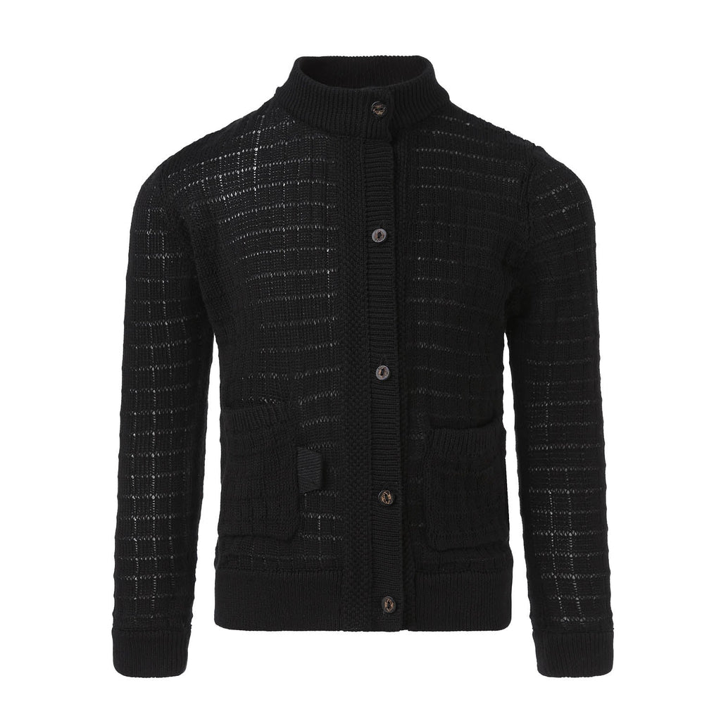 Black Summer Cardigan with Front Buttons Fastening