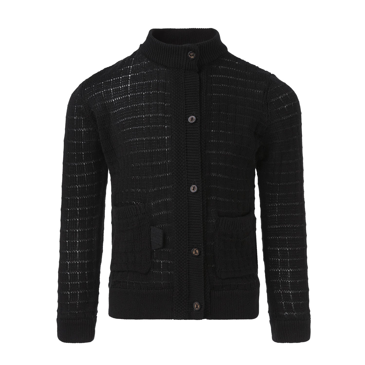 Black Summer Cardigan with Front Buttons Fastening