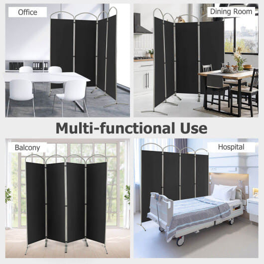 6.2Ft Folding 4-Panel Room Divider for Home Office Living Room -Brown