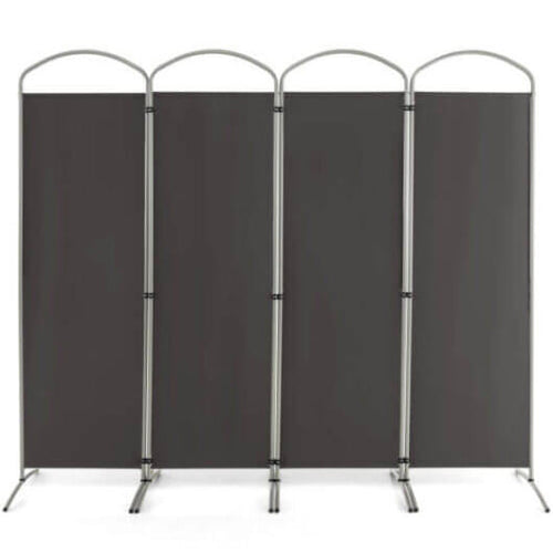 6.2Ft Folding 4-Panel Room Divider for Home Office Living Room -Brown