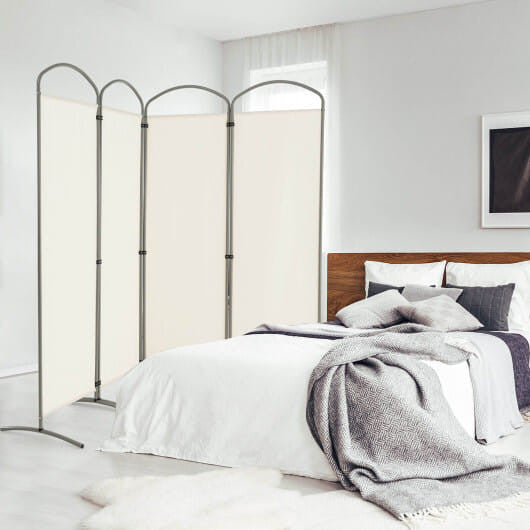 6.2Ft Folding 4-Panel Room Divider for Home Office Living Room -Brown