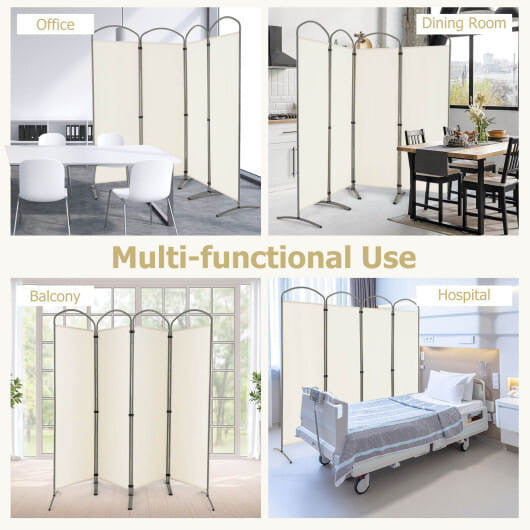 6.2Ft Folding 4-Panel Room Divider for Home Office Living Room -Brown