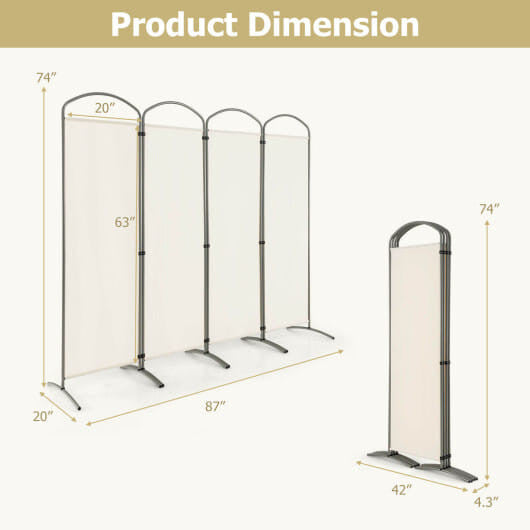 6.2Ft Folding 4-Panel Room Divider for Home Office Living Room -Brown