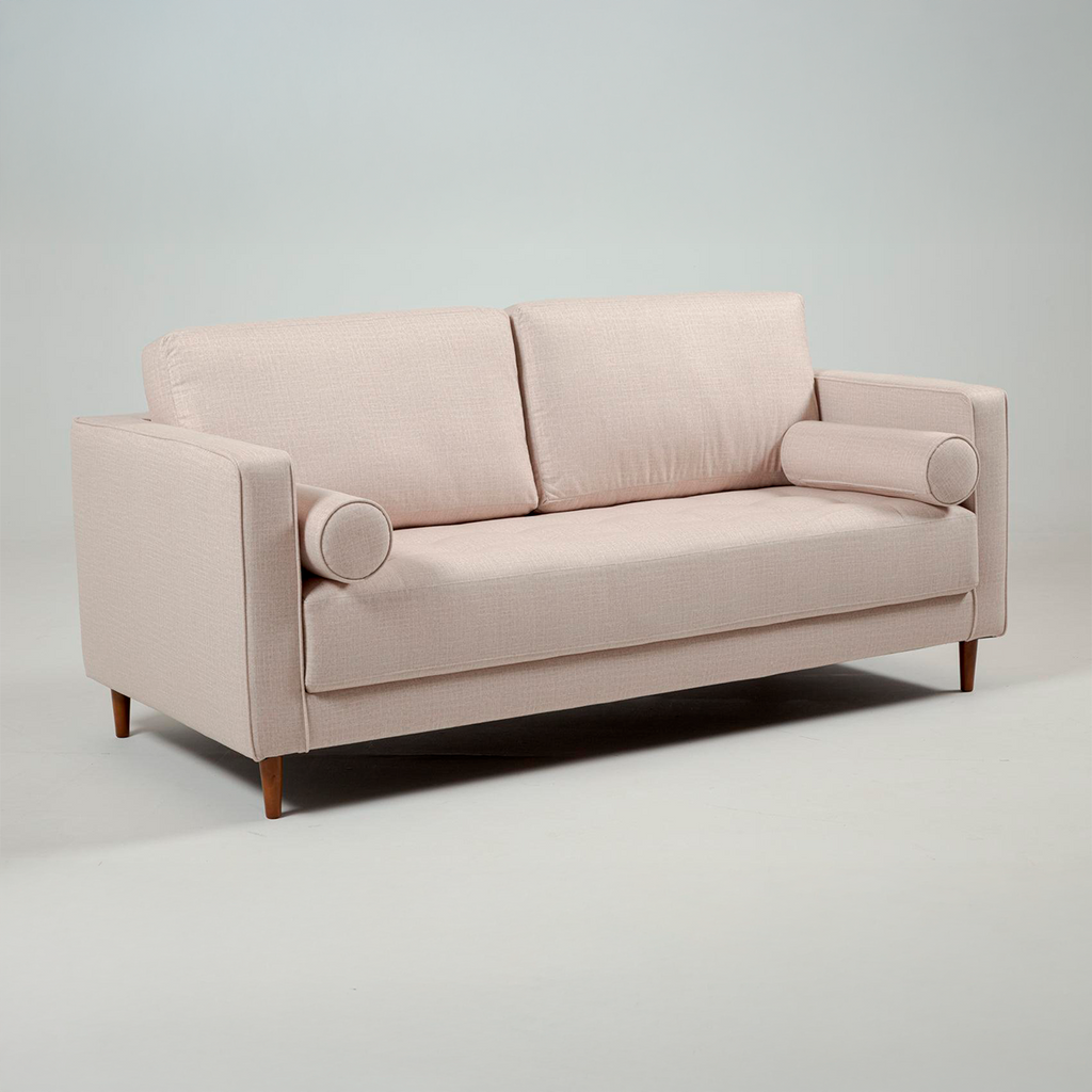 Sofa Keith – Classic 3-Seater Sofa with Wooden Legs & Bolster Cushions