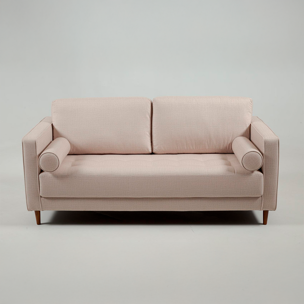 Sofa Keith – Classic 3-Seater Sofa with Wooden Legs & Bolster Cushions