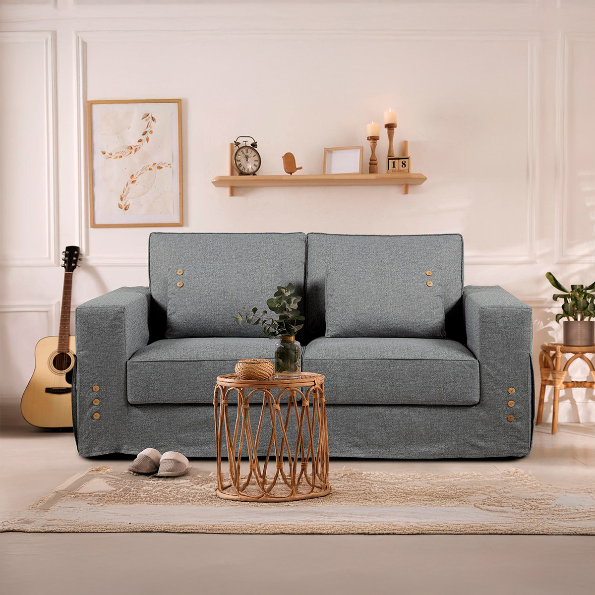 Monet Sofa - 3-Seater Upholstered Sofa with Removable Cover