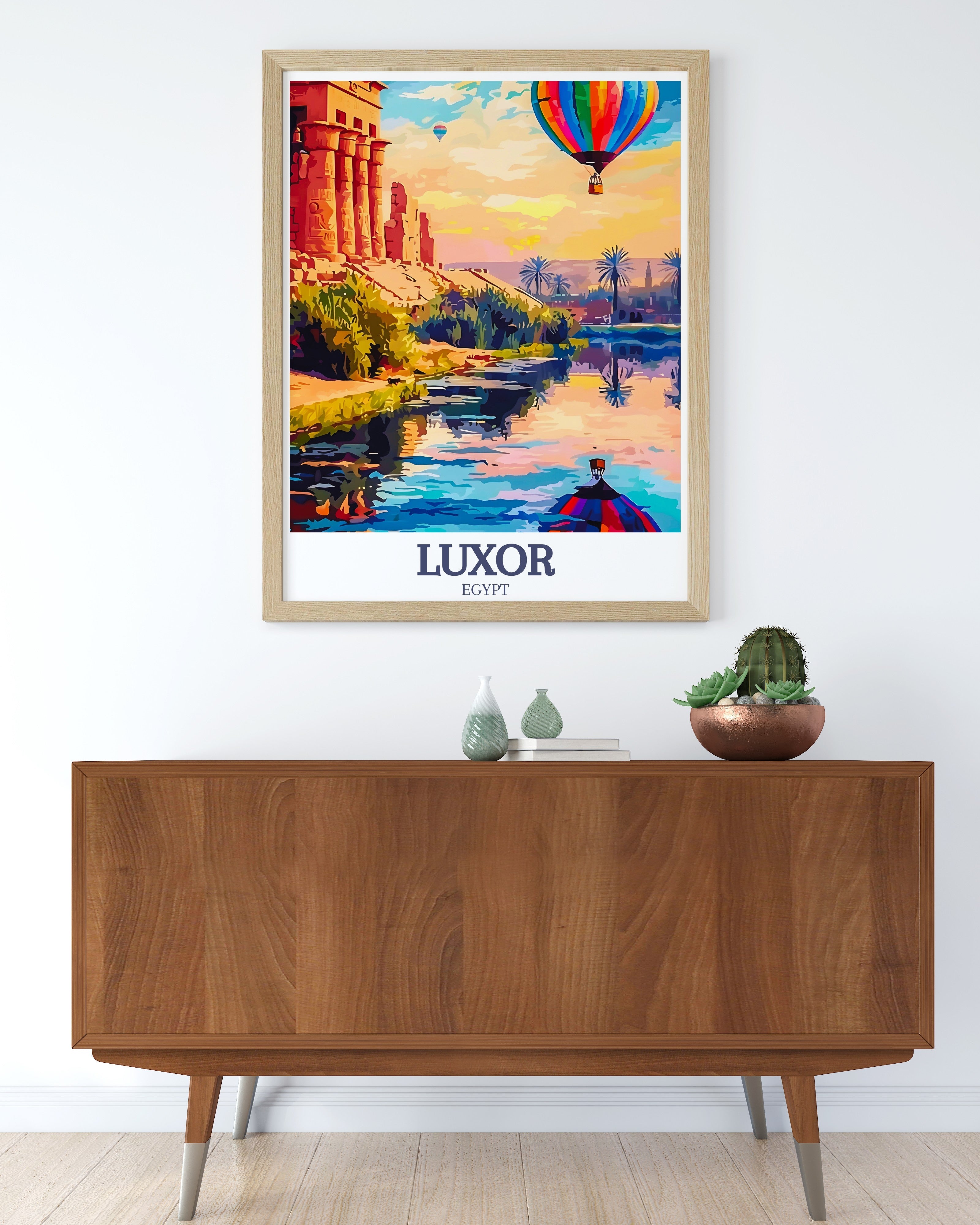 Luxor  Framed Prints - Luxor Temple and Nile River  Home Decor - Egypt  Living Room Decor