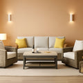 Oversized Outdoor Wicker Patio Sofa Set With Swivel Chairs